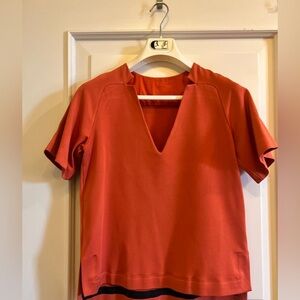 Max Mara Women's Orange V-Neck short sleeved Top size S